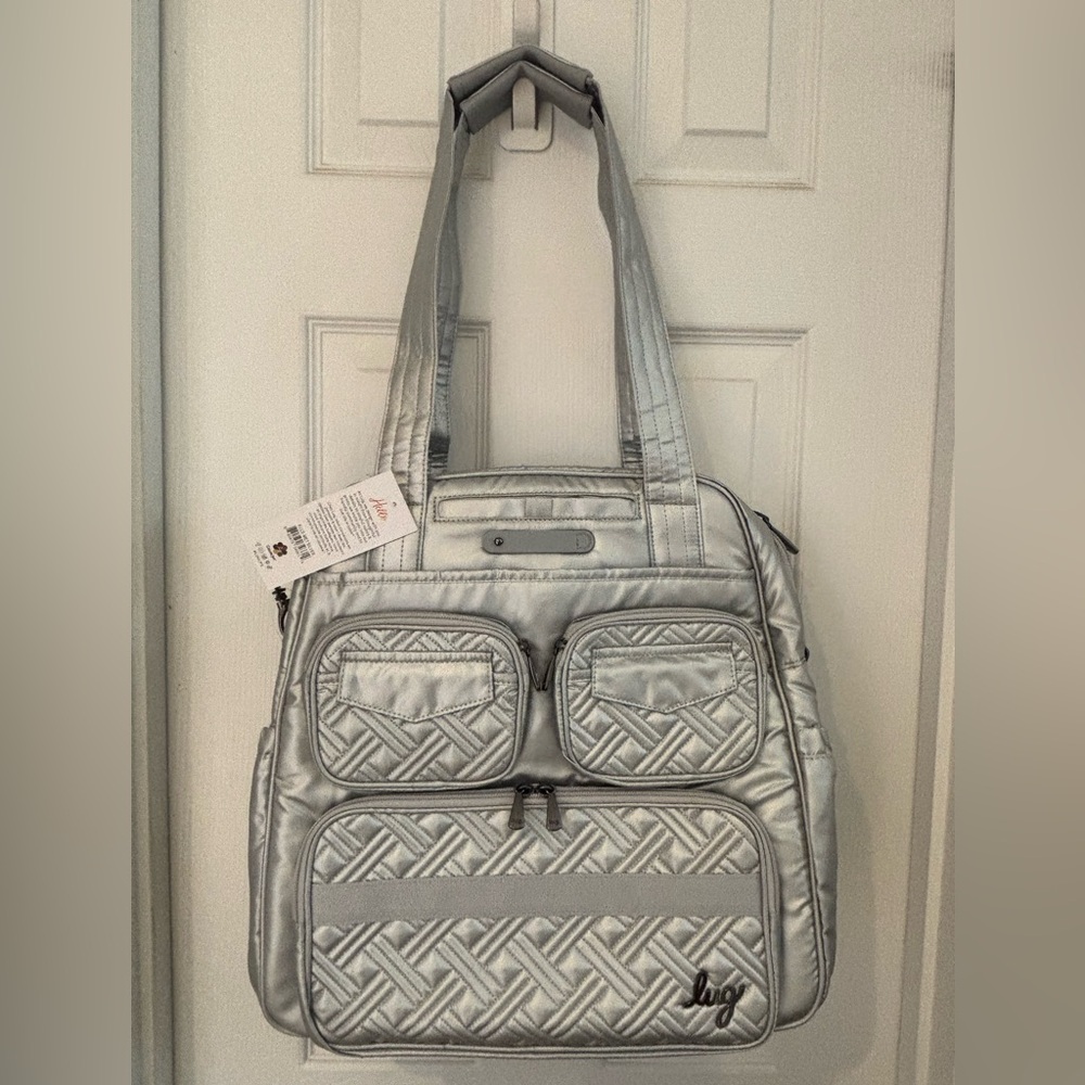 NWT Lug Puddle Jumper LE Metallic Silver Convertible Tote